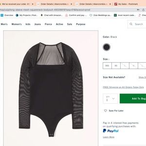 Taupe-Abercrombie Long-Sleeve Mesh Squareneck Bodysuit in Taupe